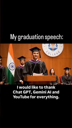 "One of the funniest graduation speeches ever! 🎓#Graduation2025 #FunnySpeech #AI #ChatGPT #GeminiAI