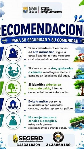 Recomendaciones de prevención de desastres.🚨