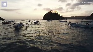 Aerial video shows stunning volcanic islands in Indonesia