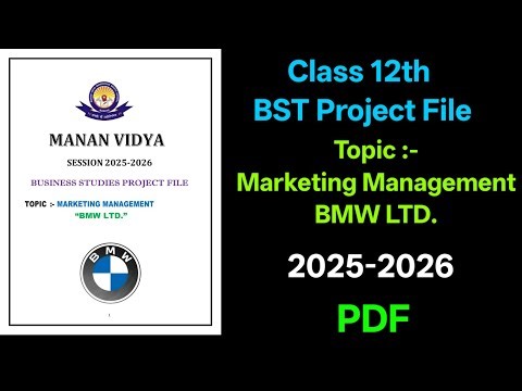BST Class 12 Marketing Management Project on BMW Ltd PDF | Business Studies Project File | CBSE