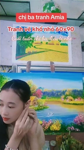 This weekend, my older sister is having a little fun next to the painting she just finished. #tra...