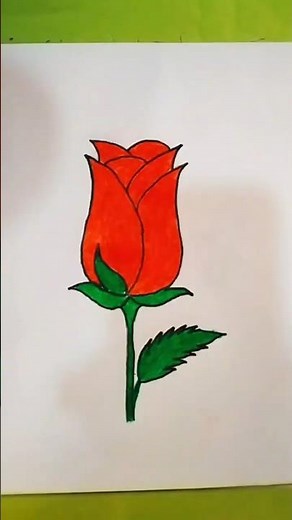 easy rose flower drawing // colorful rose flower drawing with leaves #tasniaarts
