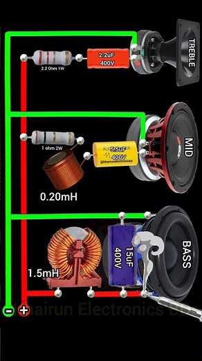 3 way speaker crossover circuit diagram #shorts