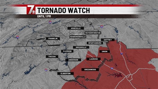 Tornado watch issued for Upstate counties