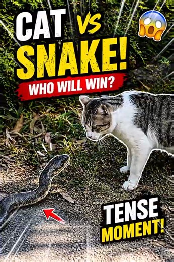 Cat vs Snake 🐱🐍 Who Will Win? Shocking Encounter! #catvssnake #cat