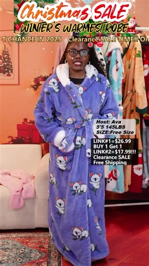 【Clearance Sale】Christmas Theme Bathrobe & Dressing Gown Soft Fleece Material with Santa Claus & Tree Print Perfect for Holiday Relaxation vines skull robe