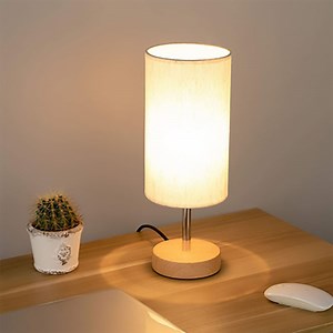 [Hot Item] Touch Control Wooden Bedside Table Lamp with USB Port Nightstand Light