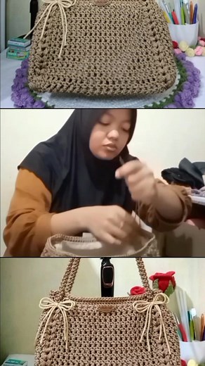 Crochet shoulder bag handmade #crochetshoulderbag #merajut | Tri Marsela