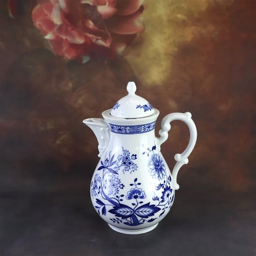 Vintage Porcelain Coffee Pot, Hutschenreuther Manufactory, Onion Pattern, Real Cobalt, Hand-painted, Germany, 1970s, Floral Motif - Etsy Australia