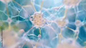 A group of pollen grains stuck together forming a network of interconnected shapes and lines. . AI generation.