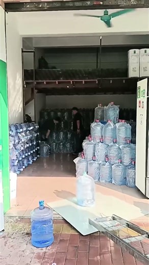 Minimal Effort Water Gallon Unloading From Truck | Satisfying Logistics Process