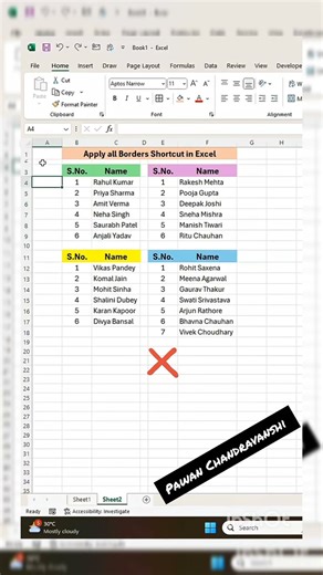 Border Shortcut Tricks In Excel Essay Way | Learn Excel Tricks And Tips | #excelhindi l #exceltips