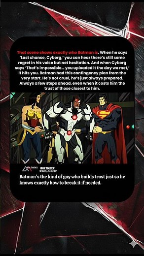 Batman never trusted him… or anyone. #injustice #batman #cyborg #dcanimateduniverse