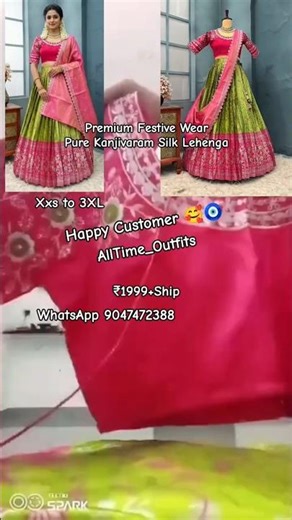 Premium Pure Kanjivaram Silk Lehenga #lehengacholi #festivewear #halfsaree #traditionalattires