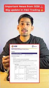 🚨Important news from SEBI | Big update in F&O Trading ⚠️ Pre open session #sebi #trading #news