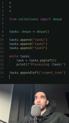 Replace lists in python with deque from collections #python #coding #tutorial