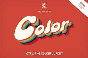 Retro Color Font: Groovy 70s Typeface (PNG, OTF) - Etsy Australia