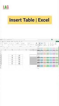 Insert Table | Excel
