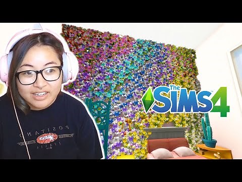 I build using NO NEUTRALS...... OMBRE FLOWER WALL?! | The Sims 4