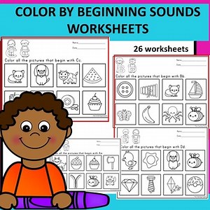 COLOR BY BEGINNING SOUNDS  WORKSHEETS/ Letter sound identification skills