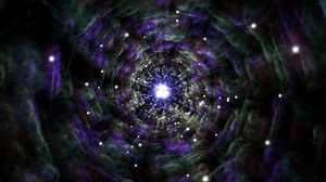 Mystical Tunnel of Light and Energy With Cosmic Vibes. A vibrant illustration showcasing a luminous tunnel of light with spiritual and cosmic undertones, symbolizing energy, discovery, and exploration