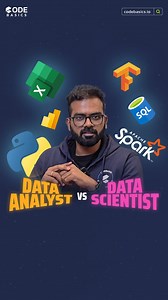 👉 A Data Analyst focuses on analysing existing data to find trends, create reports, and help make data-driven decisions with the help of tools like Excel, SQL, Power BI/Tableau. 👉 A Data Scientist goes deeper by building predictive models, working with large datasets, and applying machine learning to uncover insights using Python, R, and advanced statistics. 👉 In short, a Data Analyst interprets past data, while a Data Scientist predicts future outcomes. 📊 Which is your field of interest? | 