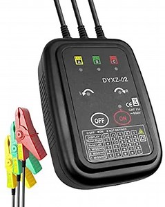 3 Phase Rotation Tester Non Contact Rotation Meter AC 70~600V High Magnetic Induction Phase Sequence Detector with 22 Inch Clamp Lead, LED, Carrying Bag Auto Power Off Phase Meter