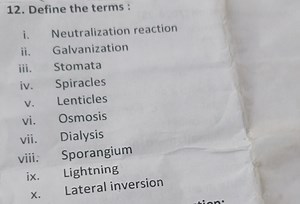 Define the terms:i. Neutralization reactionii. Galvanization... | Filo