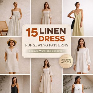 Linen Bundle PDF Sewing Pattern Set, Cottagecore Boho Dress , Summer Dress, Minimalist Linen Dress , Linen Capsule Wardrobe - Etsy UK