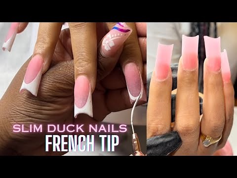 SLIM DUCK NAILS! | French Tip Duckies | Full Acrylic Nail Tutorial