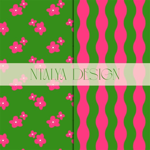 Retro Floral Seamless Pattern | Wavy Seamless File | Vintage Flowers | Colorful 70s Digital Paper | Instant Download - Etsy