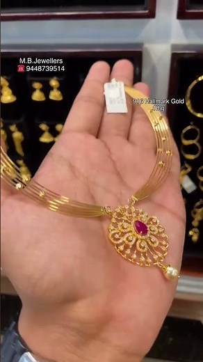 very beautiful and lightweight gold invisible chain pattern kant necklace at 16 grams