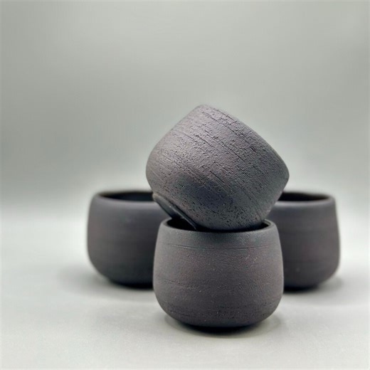 Handmade Black Clay Mug, Unglazed Stoneware Coffee Cup - Etsy Australia