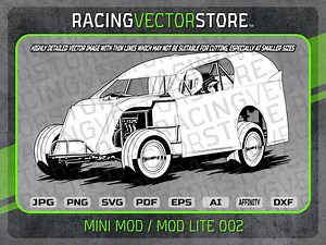 Mod Lite / Mini Mod Race Car Highly Detailed Vector Clipart Image in .svg .ai .pdf .eps .png .jpg .dxf .affinity - Etsy