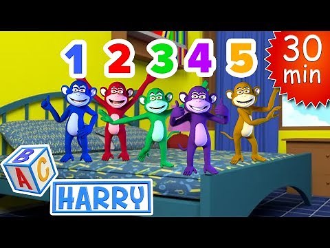 Five Little Monkeys | +More Nursery Rhymes & Kids Songs - ABC Harry