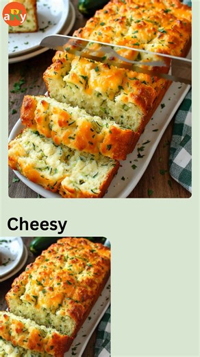 Some afternoons just need a warm slice of something golden straight from the oven 🍽️✨ One cut into this melty-topped loaf and the whole kitchen suddenly smells like Sunday at grandma’s. Cheesy Zucchini Bread Loaf Ingredients (for 5 people): 2 cups grated zucchini, squeezed dry 2 cups all-purpose flour 2 tsp baking powder 1/2 tsp baking soda 1 tsp salt 1/2 tsp garlic powder 2 large eggs 1/3 cup vegetable oil or melted butter 3/4 cup milk or buttermilk 1 3/4 cups shredded cheddar cheese, divided 