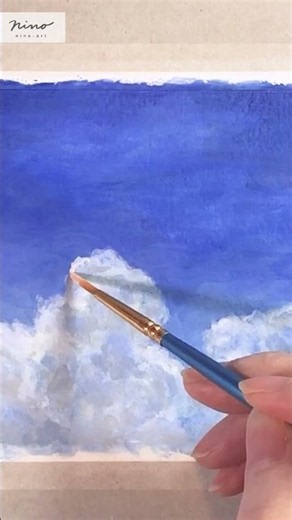 【アクリル画】青空と雲を描く 【Acrylic painting】A contrail in the sky