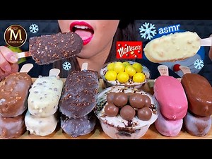 ASMR MAGNUM MALTESERS CHOCOLATE ICE CREAM CUPS 먹방 Mukbang Eating Sounds