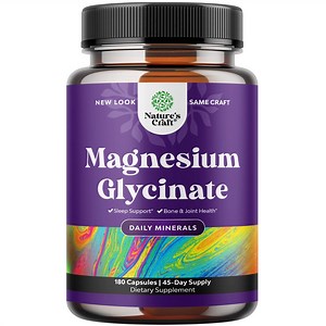 Nature’s Craft Pure Magnesium Glycinate Supplement for Relaxation and Sleep Support, 180 Capsules