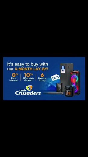 Big plans, small budget? We’ve got you. How Lay-By works: https://cashcrusaders.co.za/laybylanding 1. Pick your item 2. Pay a 10% deposit 3. Pay monthly for up to 6 months 4. On the confirmed collection date you come instore, make your final payment and the item is yours to take home. Simple shopping that works with your budget. Visit our store today #LaybyMadeEasy #CashCrusaders #SmartBuys —