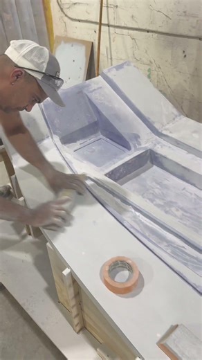A purple guide coat #composites #manufacturing #boatbuilding #sanding #fabrication