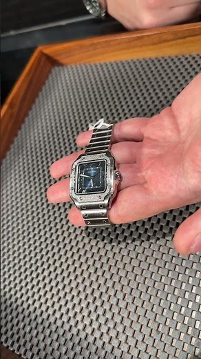 Cartier Santos Stainless Steel Diamond Blue Dial Mens Watch W4SA0006 Review | SwissWatchExpo