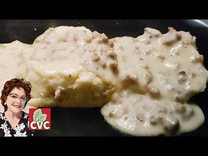 Sausage Gravy - Hand Rolled Homemade Biscuits - Country Breakfast