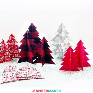 6.4K views · 284 reactions | Are you ready for day 11 of the Great Maker 25-Day Gift-Away? Watch tonight at 7PM as I show you how to make these easy no-sew fabric Christmas trees! You can get the SVG cut file, PDF, printable photo tutorial, and instructional video ... all FREE as part of my crafty countdown to Christmas in the 25-Day Gift-Away!Sign up at: 25daygiftaway.com | JenniferMaker.com | Facebook