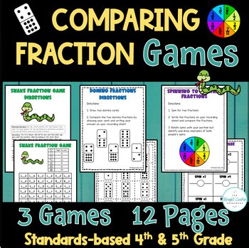 Comparing Fraction Activities- 4th Grade Fraction Games & 5th Grade Fractions