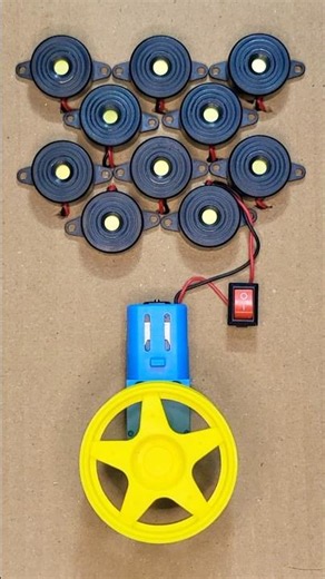 Metal gearbox powering 10 buzzers in parallel