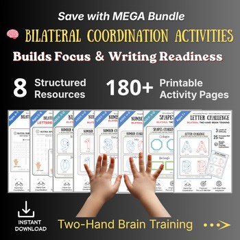 180 Bilateral Coordination Worksheets | Brain Gym Printable Bundle for Kids