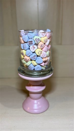 I turned Dollar Tree conversation hearts into a fun, easy Valentine candle DIY 💕 | Crafty Beach