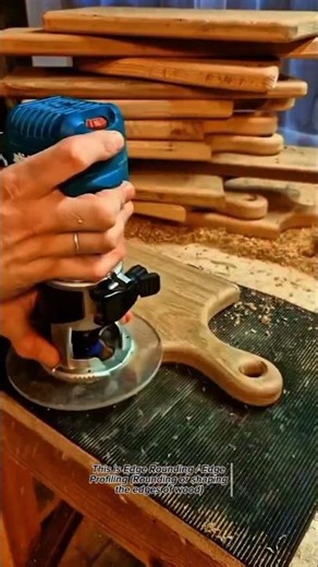 Wood Router Edge Rounding Process | Precision Cutting Board Finishing in Woodworking Workshop