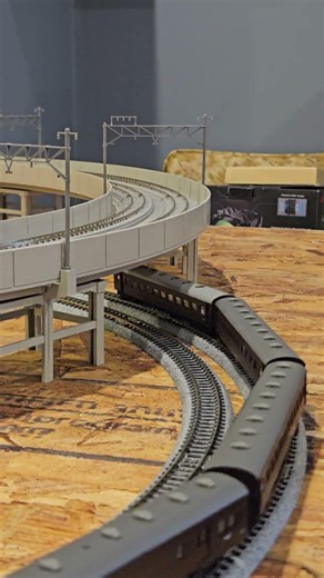 Small Kato C12 Steam Loco Passes Under a Shinkansen Viaduct Bridge